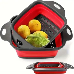 2pcs foldable kitchen filter, multifunctional plastic drain pipe, with handle, fruit cleaning basket, foldable sink filter, Home Kitchen Sink Strainer