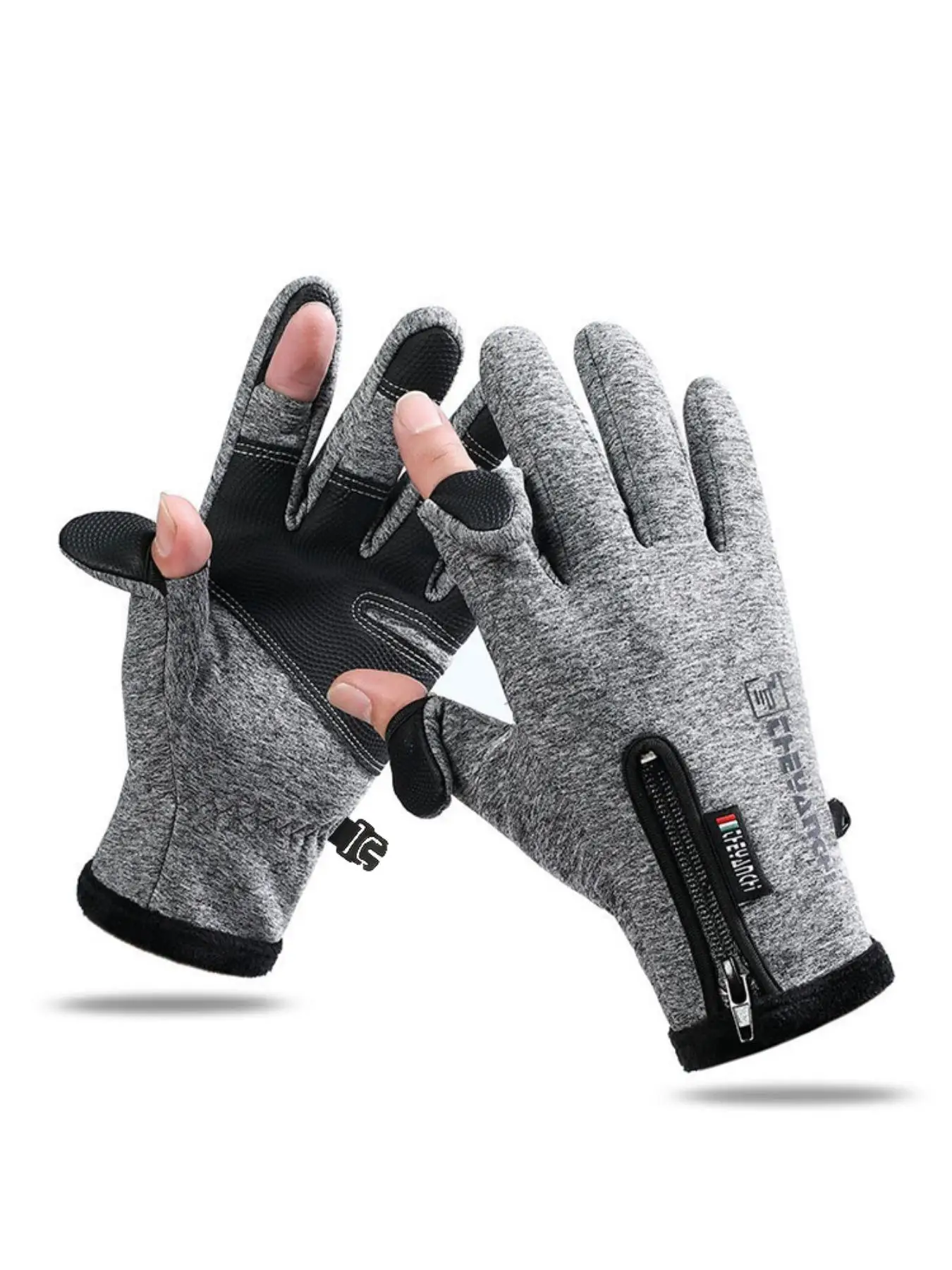 Basic Adjustable Zipper Simple Fingerless Gloves, Waterproof Outdoor Winter Gloves for Men & Women, Warm and Stylish Gloves for Street, Outdoor Sports