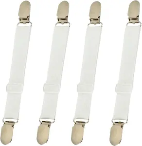 Bed Sheet Clips Straps Sheet Holder Mattress Clips, 4 Pcs Adjustable Elastic Bed Sheet Grippers Straps Suspender Fasteners Holder BBDOU