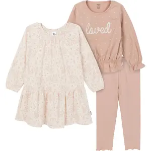 Gerber Toddler Girls' Dress, Top and Legging Matching Set, 3-Piece
