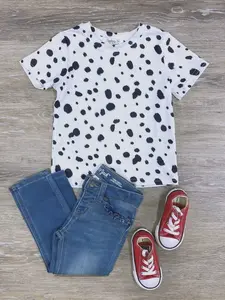 SYDNEY SO SWEET White & Black Dalmatian Costume T-Shirt for Boys or Girls Cotton Blend Short Sleeve True to Size Fit Machine Washable Ready to Ship