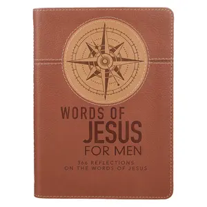 Words of Jesus For Men Saddle Tan Faux Leather Devotional By Riekert Botha - Men's Devotional