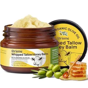 Face Tallow and Honey Balm: Grass Fed Beef Tallow for Dry Skin - Whipped Handmade Body Cream with Organic Raw Honey & Vitamins - Deep Moisturizing, Nourish, and Restore, 2.3 oz