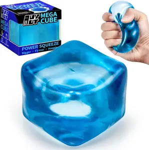 Premium MEGA Cube – Extra Large Ultra-Firm Gel Squishy Fidget Toy |   Stress Balls for Adults with Non-Sticky, Odor-Free Shell & Reinforced Dual Leak-Proof Seals for Heavy-Duty Use |   1-Pack Blue