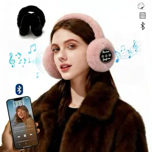 Bluetooth music thermal earmuffs, Ear protectors, wireless 5.3 Bluetooth, built in microphone, warm fabric, fluffy ear cushions, foldable ear cushions, suitable for cold weather, outdoor, snow, camping, cycling, motorcycle