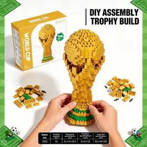 World Cup Trophy Blocks Building Block Model Gift Box Set Football Fans Souvenir
