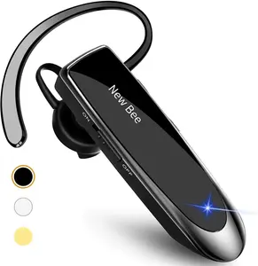 New Bee Trucker Driver Bluetooth Earpiece V5.0 Wireless Handsfree Headset with Microphone 24 Hrs Driving Headset 60 Days Standby Time for iPhone Android Samsung Laptop