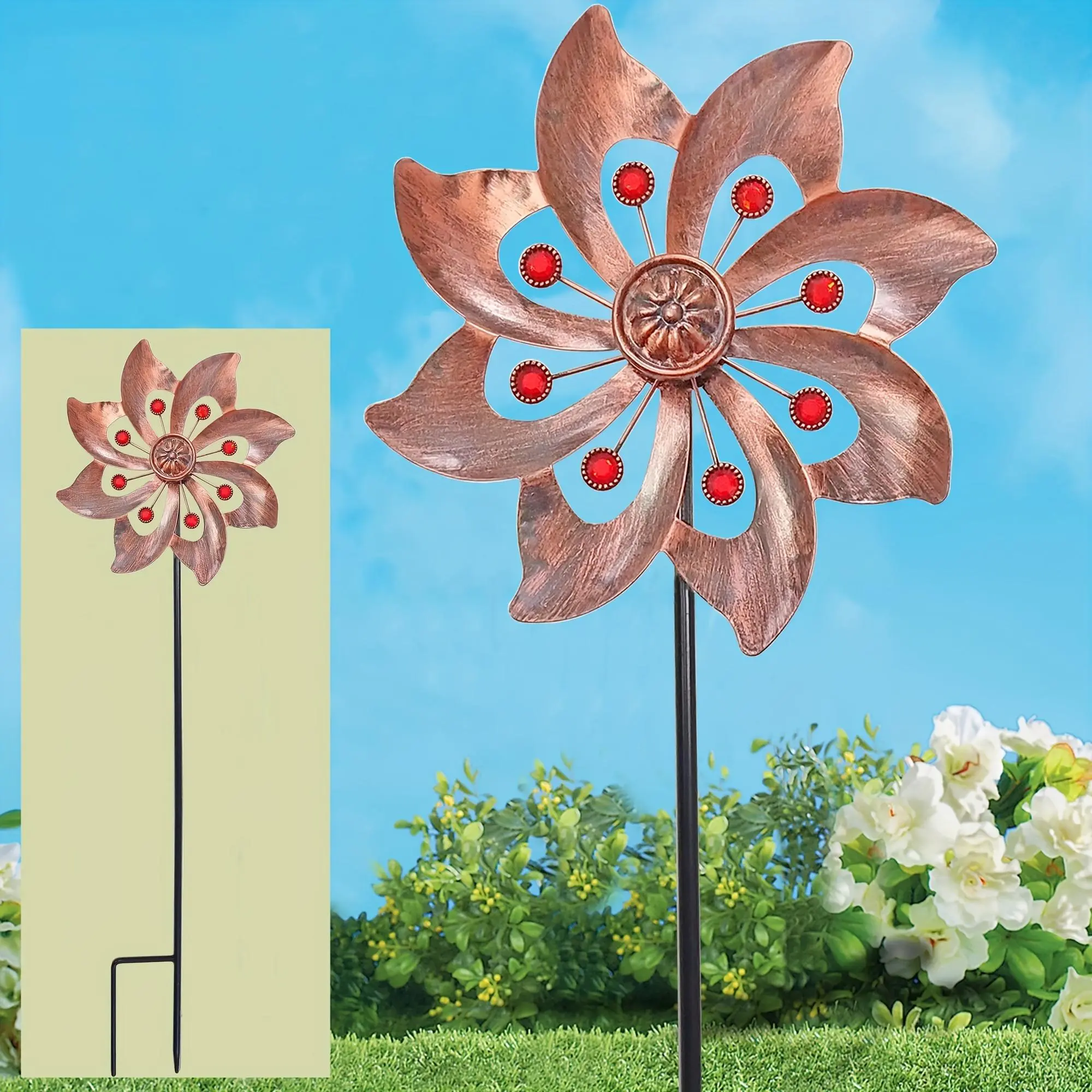 1pc Wind Spinner With Garden Stake, Kinetic Wind Spinners Outdoor Garden Stake For Yard And Garden
