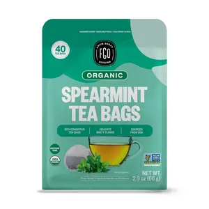 Organic Spearmint Leaf Herbal Tea, 40 Count, Eco-Conscious Tea Bags, Caffeine Free, (Pack of 1) Lemon Beverage