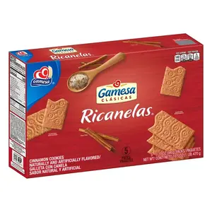 Gamesa Clásicas Ricanelas Cinnamon Cookies 5 Packs 94g Each Naturally and Artificially Flavored Galleta con Canela total [470g]