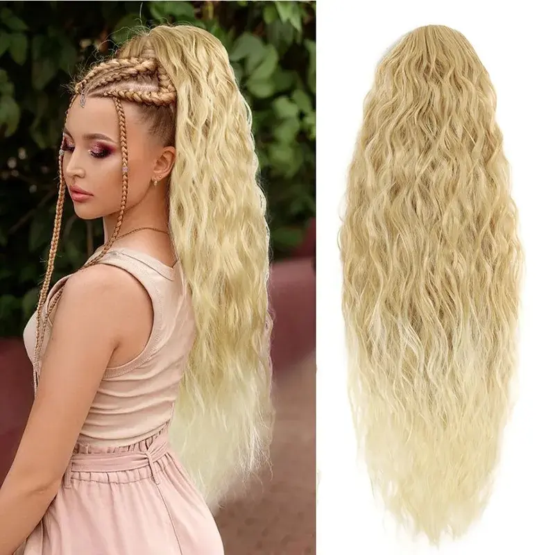 New Synthetic Long Curly Wavy Ponytail Extension for Women, Hair Extensions, Hairpiece for Daily Use Party, 26in, Drawstring