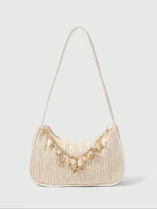 Fashion Women Shoulder Bag, Summer New Straw Handbag, Beach Vacation Style Crossbody Bag, Small Underarm Bag for Ladies, Fashionable Straw Bag