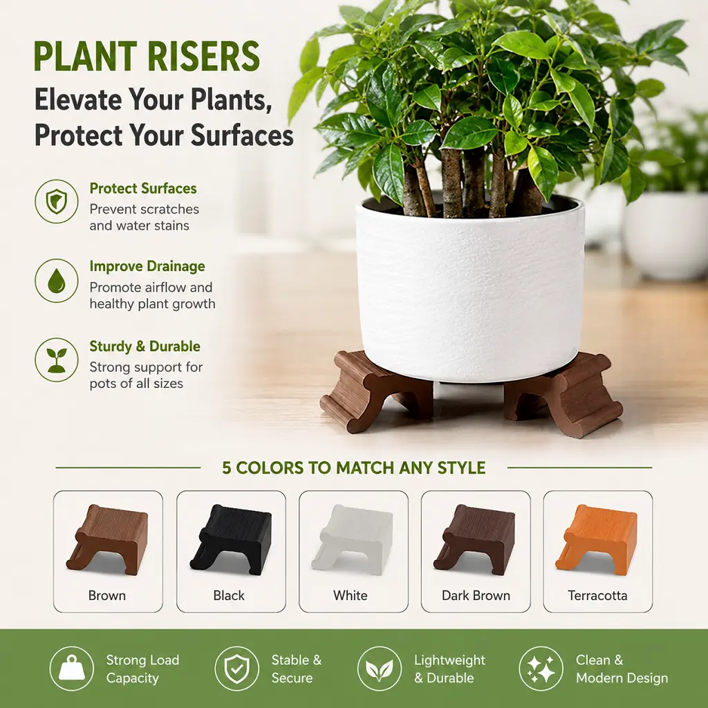 3Pcs Flower Pot Risers - Lightweight & Durable Material Supports for Flower Pots & Planters, Anti-Corrosion Elevators to Improve Drainage & Protect Indoor Outdoor Gardening Surfaces