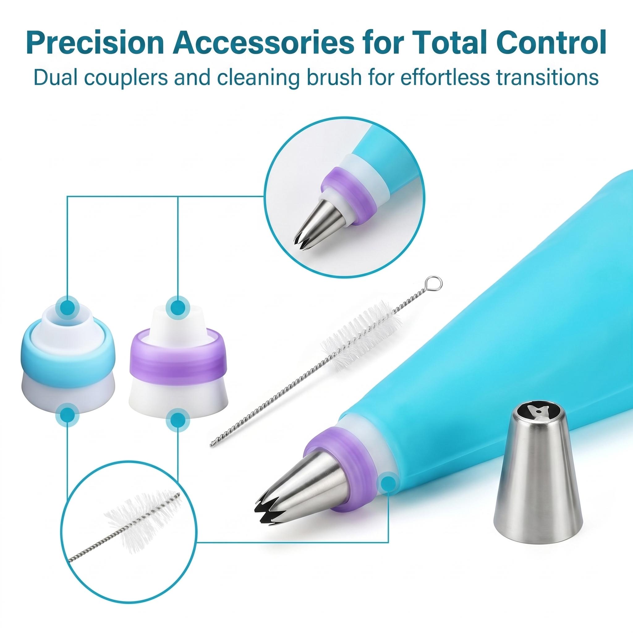 17 Pcs Cake Decorating Supplies Kit with Stainless Steel Icing Tips, Reusable Silicone Piping Bags, Scrapers & Couplers - Baking Tools for Cakes, Cupcakes & Cookies 17 Pcs Cake Decorating Supplies Kit with Stainless Steel Icing Tips, Reusable Silicone Piping Bags, Scrapers & Couplers - Baking Tools for Cakes, Cupcakes & Cookies