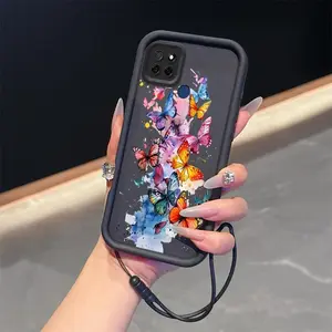 REALME C25 colorful butterfly suit lanyard phone Case For Oppo REALME C25 with TPU shock proof design perfect for popular