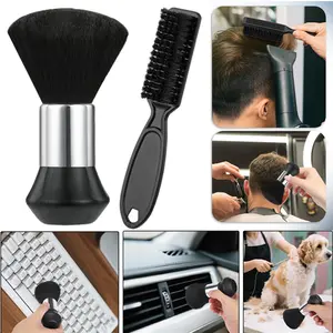 2pcs Barber Brush Neck Dusters, Plastic Neck Fade Duster Set with Soft Bristles Haircut Professional Barber Cleaning Essentials for All Hair Type