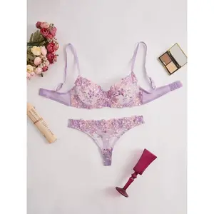 Women's Elegant Floral Embroidered Lace Lingerie Set - Romantic Style for Valentine's Day, Perfect Gift for Christmas