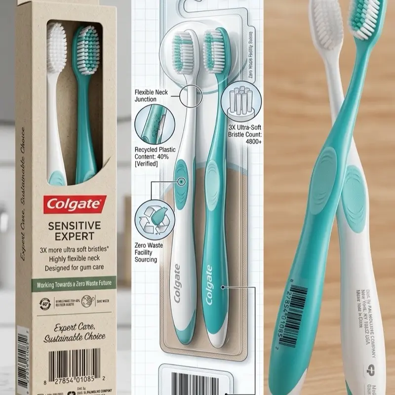 Colgate Sensitive Expert Toothbrush with 3X Ultra-Soft Bristles and Flexible Neck for Gentle Gum Care