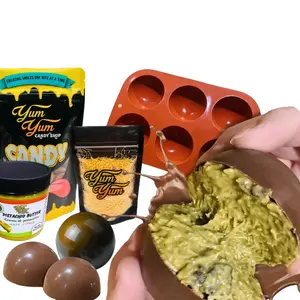 Dubai Pistachio Chocolate Bon Bon Kit DIY Sphere White, Dark, and Milk Chocolate Viral Candy Kunafa Ball Set Snack Dessert Bonbon Crispy Butter Knafeh