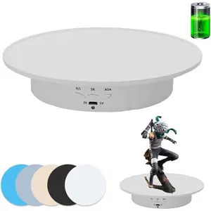 Motorized Rotating Display Stand, 7.87inch /17.6lbs Load, 360  Electric Rotating Turntable for Photography Products, , 3D Model ,with 5 Colors Backgrounds -- White