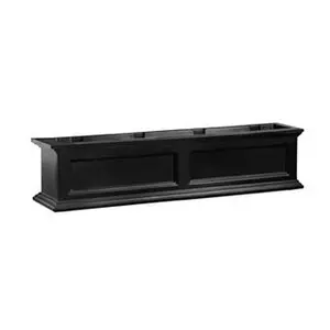212 MAIN Fairfield 4ft Double Wall Outdoor Window Box - Black, Polyethylene Construction, Built-In Water Reservoir