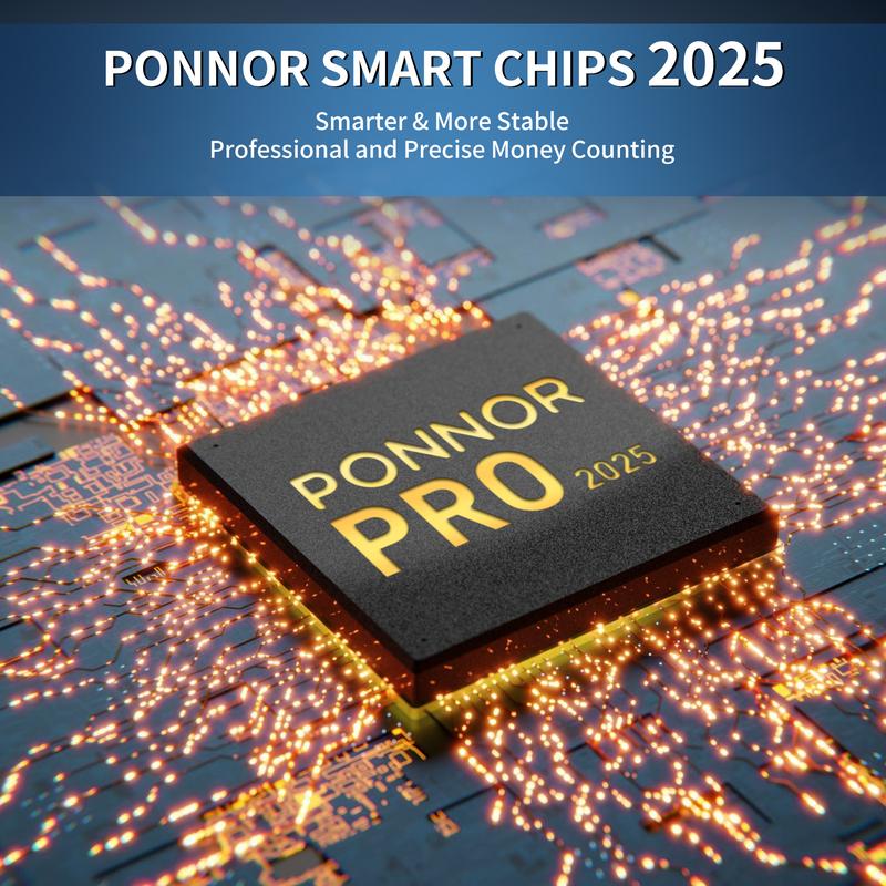 PONNOR Money Counter Machine with UV/MG/IR/MT/DD Detection for Fake Bills, LCD Display, Coin Box, COUNT/ADD/BATCH/AUTO Modes, Silent Operation, 1200 Notes/Minute