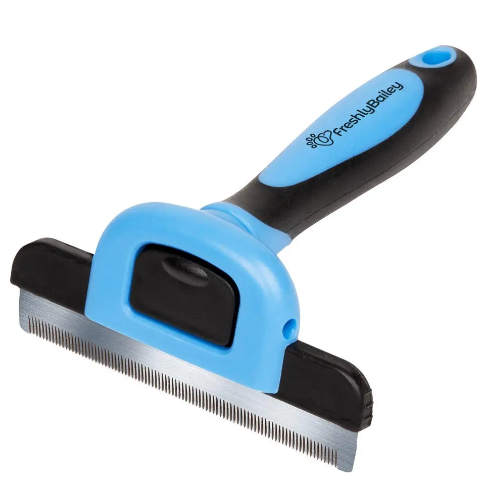Freshly Bailey - Deshedding Tool for Short Hair Dogs & Cats - Best Shedding Comb for Labs Beagles Frenchies Pitbulls - Reduces Shedding by Up to 95% - Anti-Slip Grip for Comfortable Grooming