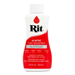 RIT All-Purpose Dye Scarlet for Cotton Wool Nylon Rayon Bold Vibrant Rich Red Color 8.0 FL OZ 236 mL