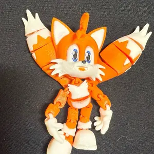 Orange Fox 3-D Printed Figurine with Winged Design, Orange Body, and Orange Paws, Perfect for Collecting and Display