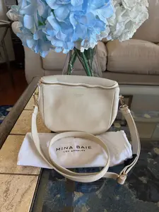 Pre-owned MINA BAIE Leather Crossbody Bags Belt Bag/Crossbody in Cream Color with Dust Bag in Gorgeous Condition