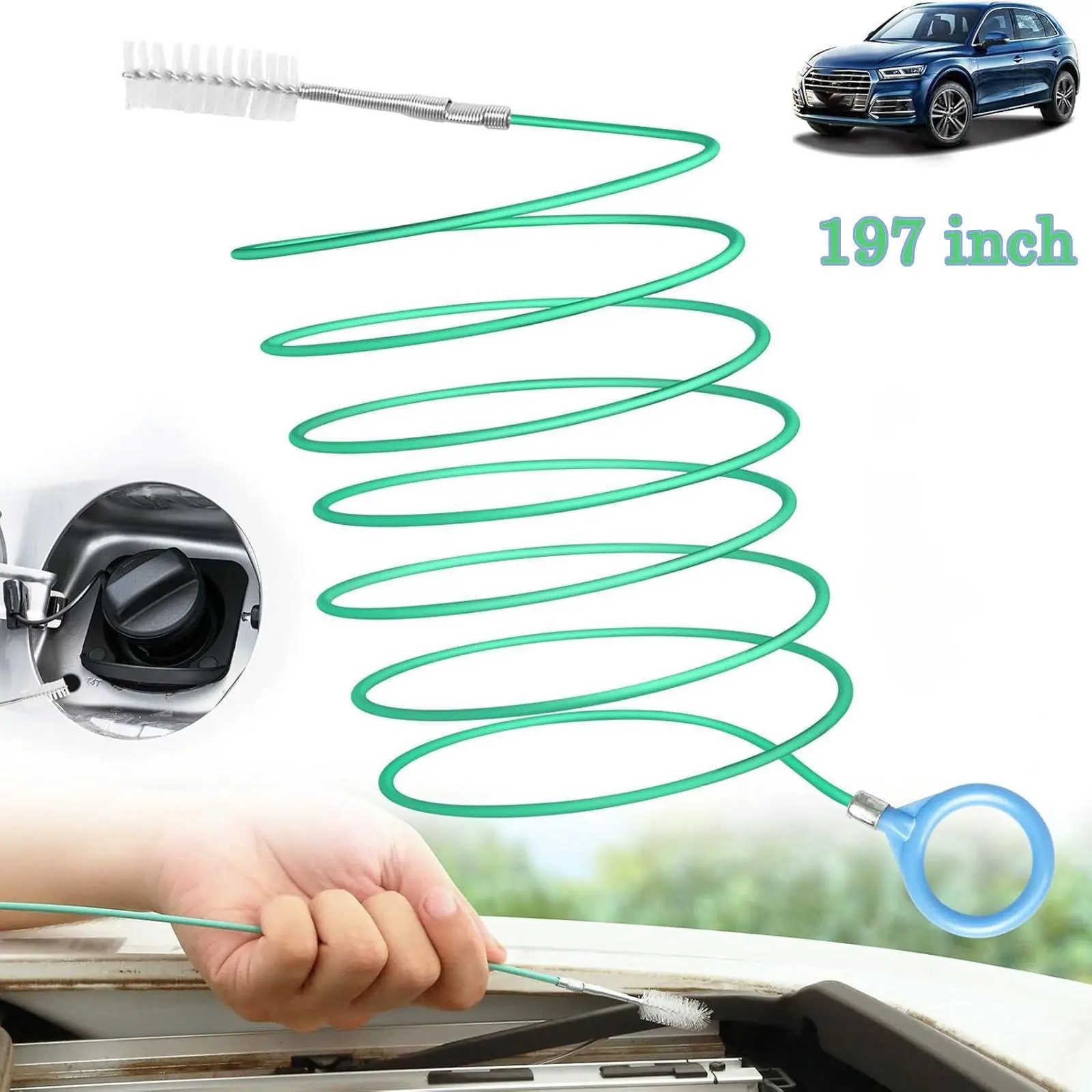 Car Tube Brush 197 Inch Long Tube Nylon Brush for Car Sunroof & Rainwater Drainage Cleaning Tool Flexible Downspout Brush Tool for Rainy Maintenance