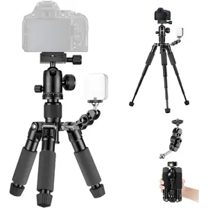 Mini Tripod with Magic Arm,  Alloy 20"/52cm Portble Small Tripod Features 360? Ball  & Bubble Level for /Camera/DSLR, 11LB/5KG Load, Ideal for Video Recording.