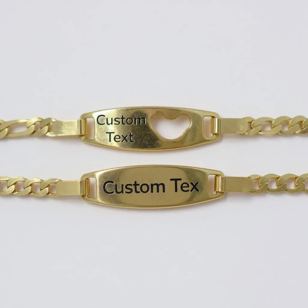 Didiray 14k Gold Plated Custom Bracelet with Fashion Laser Writing Hypoallergenic Personalized Gift for Women Bangle Chain Jewelry