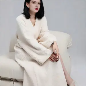 2026 Fall/Winter New Solid Color Cardigan Robe Bathrobe Soft Comfortable Casual Wearable at Home Women's Clothing