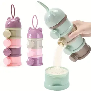 1pc/2pcs Cute Capacity Bear Baby Portable Milk Powder Box, Colorful Stackable Food Storage Container for Outdoor Feeding, Ideal Newborn Gift