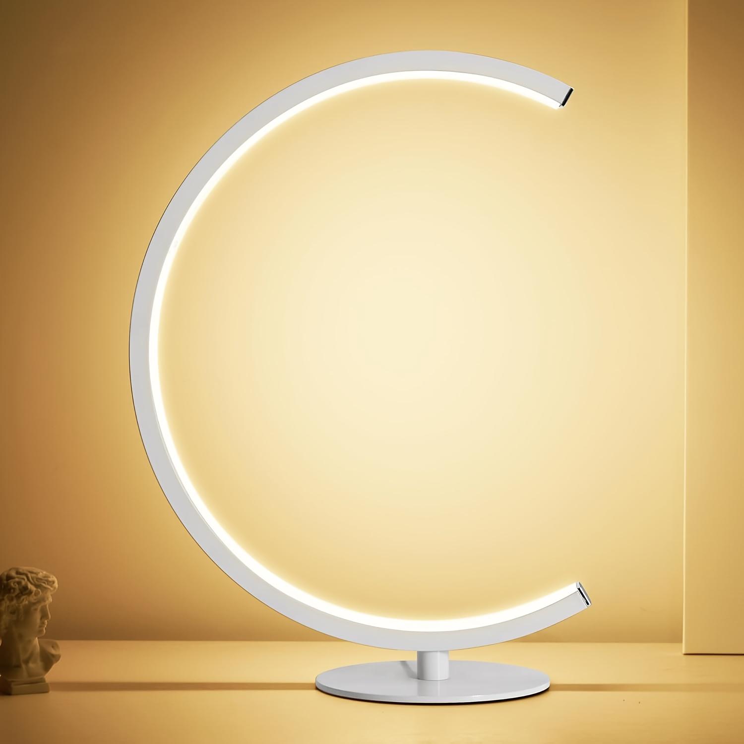 Modern C-Shaped LED Table Lamp, Dimmable Warm White Night Light for Bedroom, Living Room, Office Desk, Minimalist Crescent Moon Bedside Lamp with Touch Control