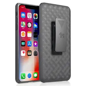 Case with Clip for iPhone XR, Nakedcellphone Black Kickstand Cover with [Rotating/Ratchet] Belt Hip Holster Combo for Apple iPhone XR (2018) (Size 6.1" model) (10R)