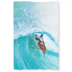 Begin Home Decor C1DCTXLWLUFPTK Surfer in the Middle of the Wave Twin Size Extra Long Duvet Cover - Man Cave Decor