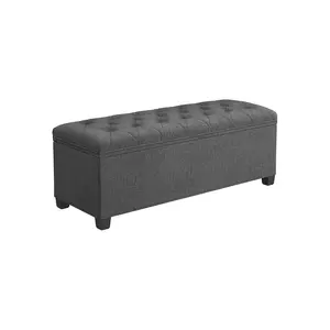 SONGMICS Storage Ottoman Bench, Foot Rest with Legs,End of Bed Bench, Storage Chest, for Living Room, Bedroom, Entryway, Dark Gray