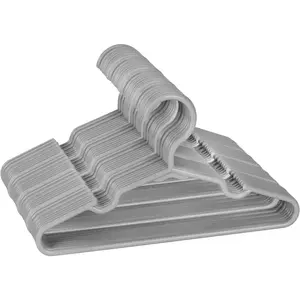 20Pack Gray Kids Hangers 11.6 Inch Durable Plastic Non-Slip Space-Saving Baby Clothes Hangers for Toddler Child Closet Pants Coats Skirts
