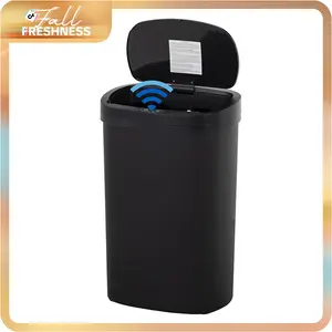 13 Gallon Trash Can for Kitchen, Plastic Automatic Garbage Can Touchless Motion Sensor, Trash Can with lid Anti-Fingerprint Mute Designed, Waste Bin 50L, for Office Bedroom Living Room Trash Can FallFreshness