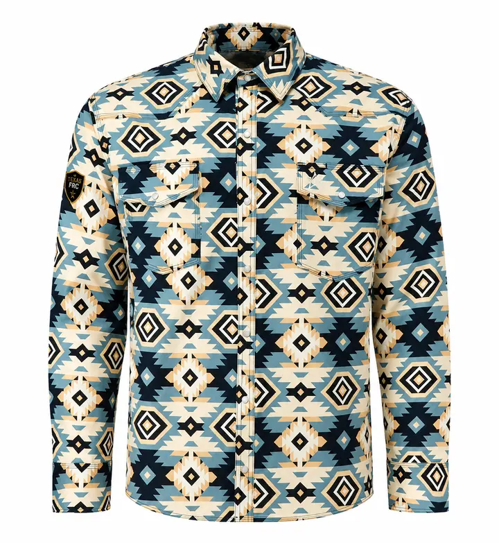 Men's Texas FRC HRC2 Triple-Stitch Desert Current Workwear Uniform Button Up Casual Menswear