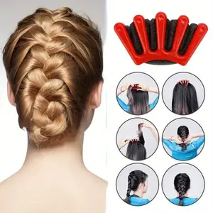 1PC Girl's French Hair Braiding Tool Weave Sponge Plait Twist Lazy Braider Curler Hair Styling DIY Hair Braiding Accessories Five finger Sponge Hair Braider Twist Styling Braid Tool Holder Clip Hair Styling Tools