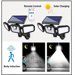 Solar Dusk to Dawn LED Wall Lights Outdoor IP65 Waterproof Remote Control Body Induction Wide Angle Bright Energy Saving Wireless Security Lamp for Garden Yard Balcony Fence Driveway Porch Patio Terrace Corner Decor