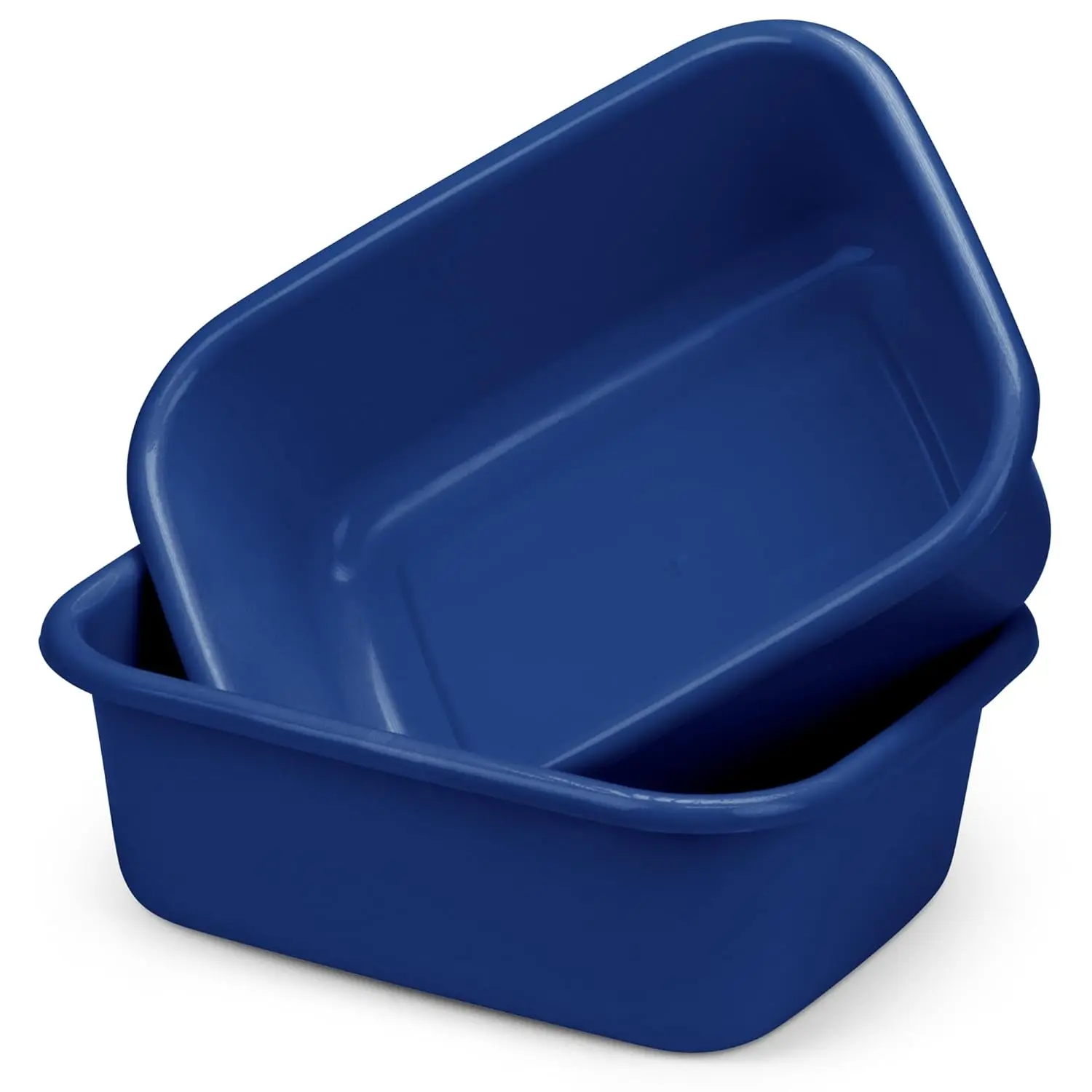 2-Pack Lightweight Plastic Wash Basins, 10-Quart Large Graduated Portable Basins for Washing, Foot Bath, Home & Bathroom Cleaning Supplies