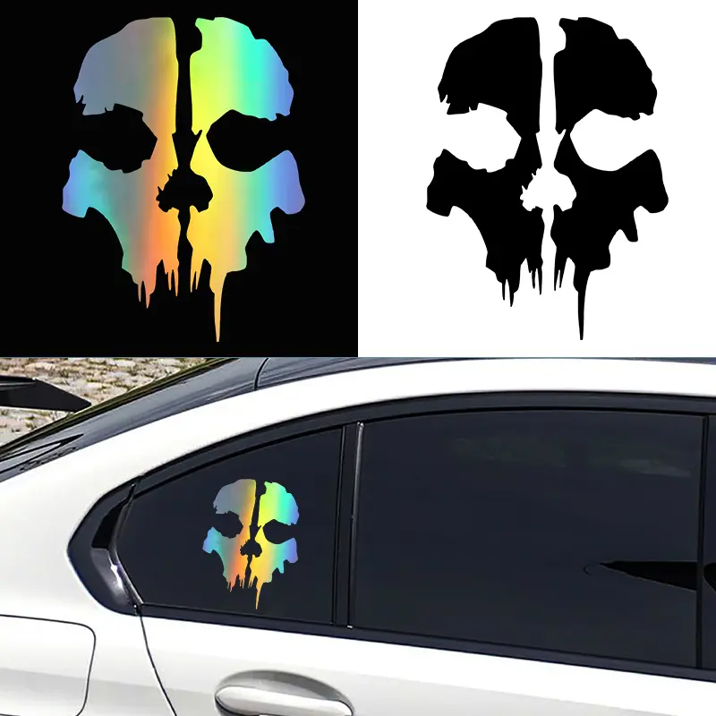 BLKUOPAR Call of Duty Ghost Head Skull Silhouette Car Sticker Waterproof Sunscreen Die Cut Windows Trunk Motorcycle Car Styling