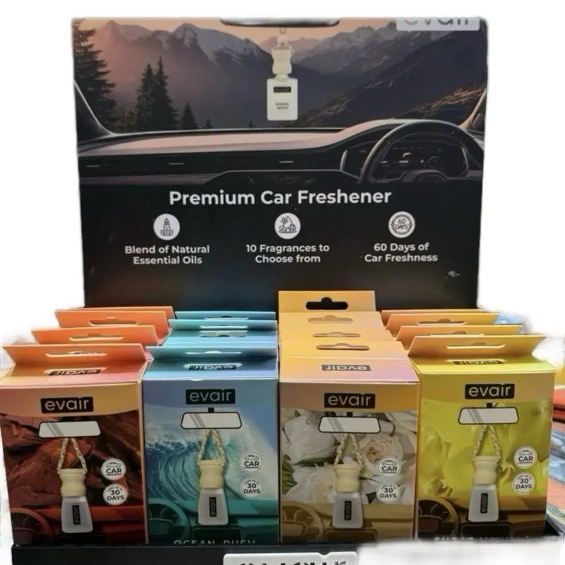 Evair Premium Car Air Freshener Diffusers - Last 60+ Days with Blend of Natural Essential Oils & 10 Scents to Choose From