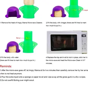 Angry Mama Microwave Oven Steam Cleaner, Angry Mom Microwave Cleaner, Just Add Vinegar and Water, Cut Cleaning Time by Half (Green) Kitchen Utensils