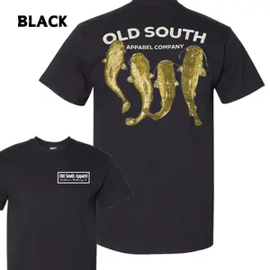 Old South Catfish Fishing T-Shirt – Bold Yellow Catfish Graphic On Black Tee, Southern Angler Style, Gift For Dad, Gift For Men, Outdoor Lifestyle, Classic Menswear Top