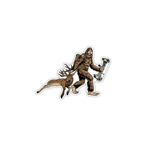 Sticker Bigfoot Deer Hunting Funny, Vinyl Decal Waterproof Outdoor for Car Truck Laptop, Perfect for Hunters Hunting Season